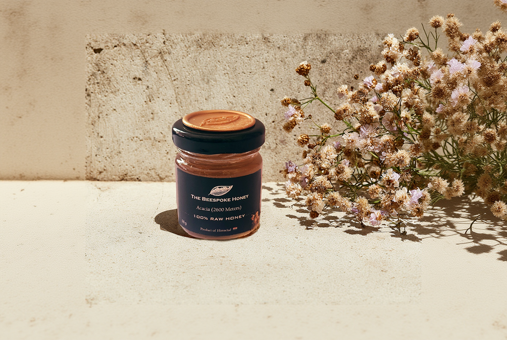 Himalayan Acacia Honey jar — pale gold, raw, unfiltered | The Beespoke Honey A2600